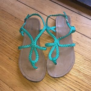 Teal braided sandals